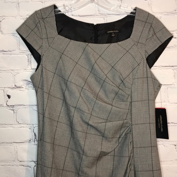 NWT Rafaella Size 4 Black &Cream Houndstooth Dress - Picture 2 of 12